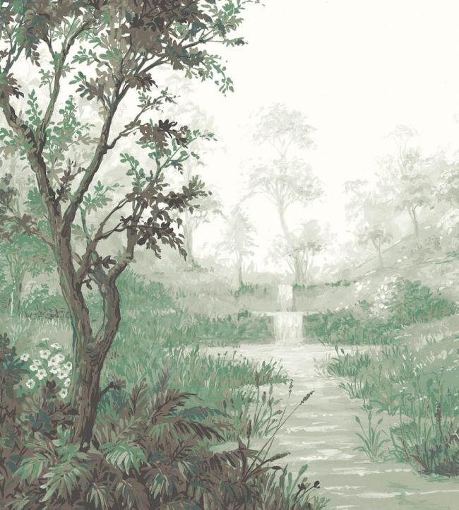 WM-371-04RM - Nidra Wallpaper -  Mural - Moss - Woodchip & Magnolia
