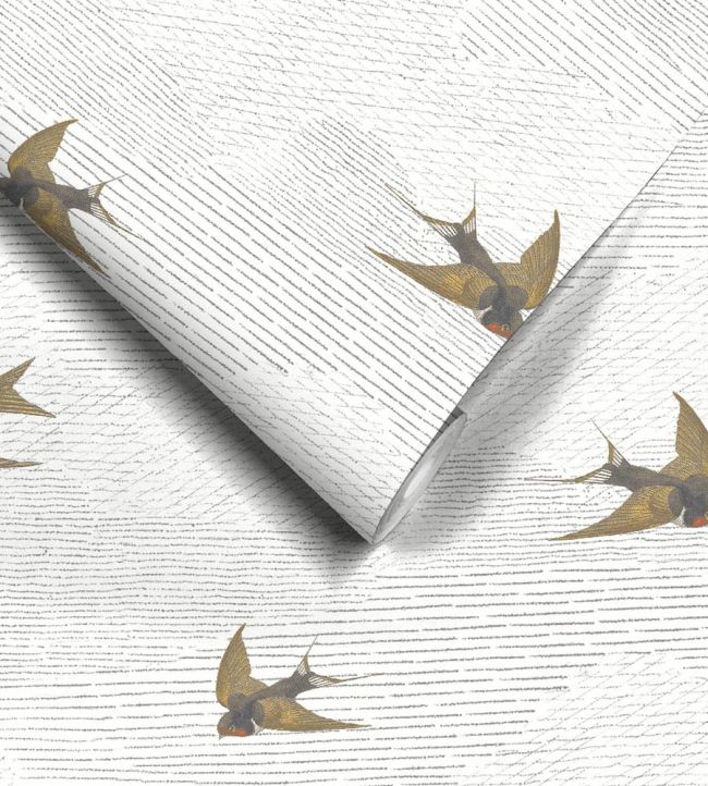 WM-377-01R - Sweeping Swallows Wallpaper - Neutral - Woodchip & Magnolia
