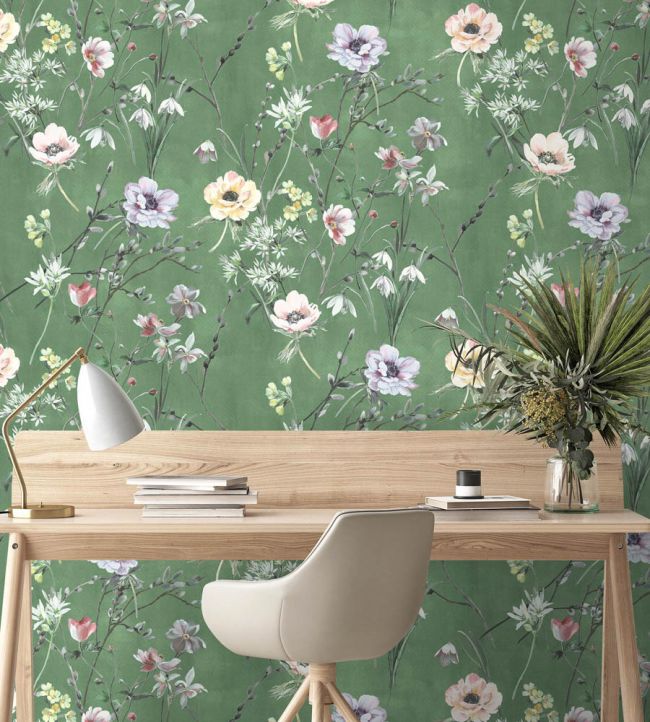 WM-383-03R - Maytime Wallpaper - Evergreen - Woodchip & Magnolia
