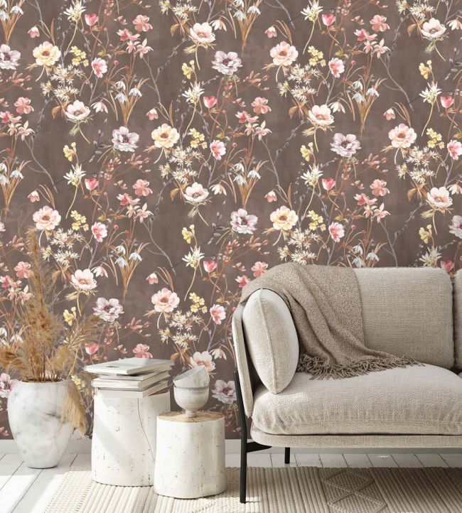 WM-383-05R - Maytime Wallpaper - Vintage Brown - Woodchip & Magnolia
