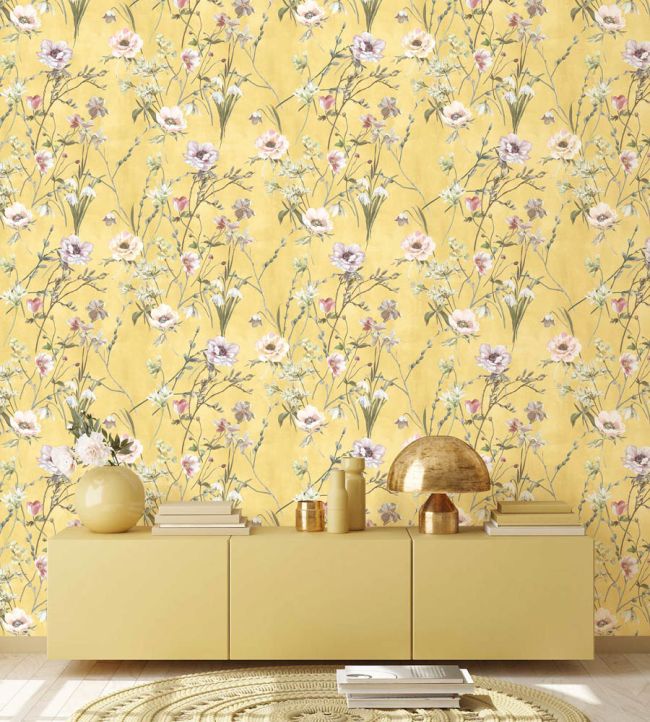 WM-383-06R - Maytime Wallpaper - Sunny Yellow - Woodchip & Magnolia
