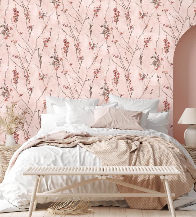 WM-386-03R - Blossom Wallpaper - Burnt Orange Blush - Woodchip & Magnolia
