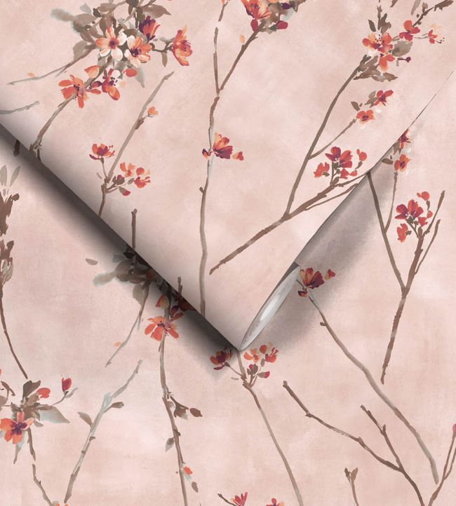 WM-386-03R - Blossom Wallpaper - Burnt Orange Blush - Woodchip & Magnolia

