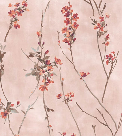 WM-386-03R - Blossom Wallpaper - Burnt Orange Blush - Woodchip & Magnolia
