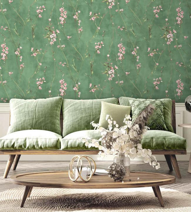 WM-386-04R - Blossom Wallpaper - Evergreen - Woodchip & Magnolia
