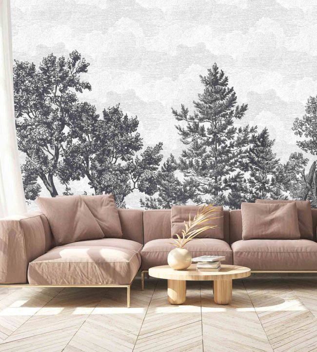 WM-388-06RM - Heaton Park Wallpaper - Mural - Charcoal - Woodchip & Magnolia