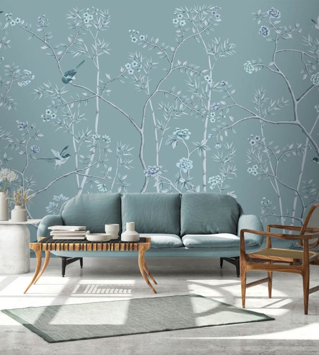 WM-398-05RM - The Garden of Dreams Wallpaper -  Mural - Teal - Woodchip & Magnolia
