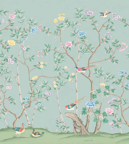 WM-398-13RM - The Garden of Dreams Wallpaper -  Mural - Duck Egg - Woodchip & Magnolia
