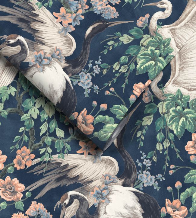 WM-411-01R - Maurice Wallpaper - Navy Coral - Woodchip & Magnolia
