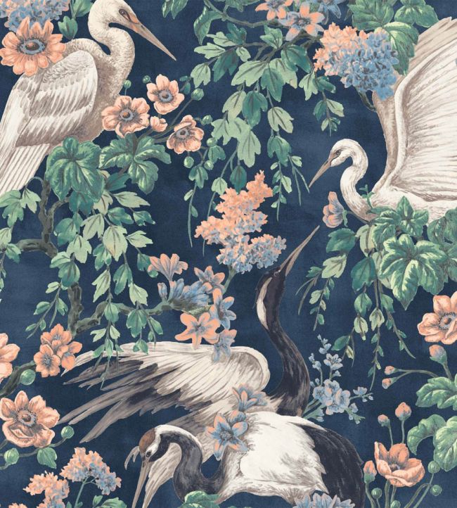 WM-411-01R - Maurice Wallpaper - Navy Coral - Woodchip & Magnolia
