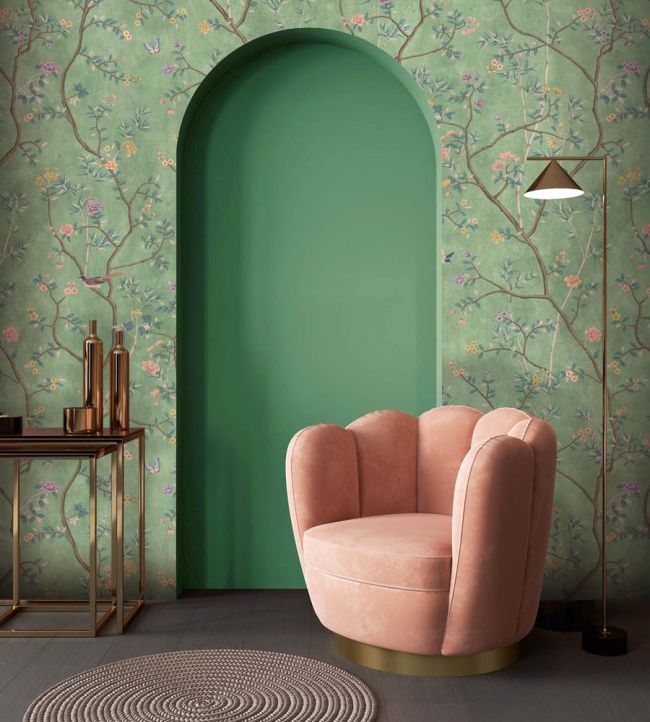 WM-454-06R - Chinoiserie Onism Wallpaper -  Mural - Spring Green - Woodchip & Magnolia
