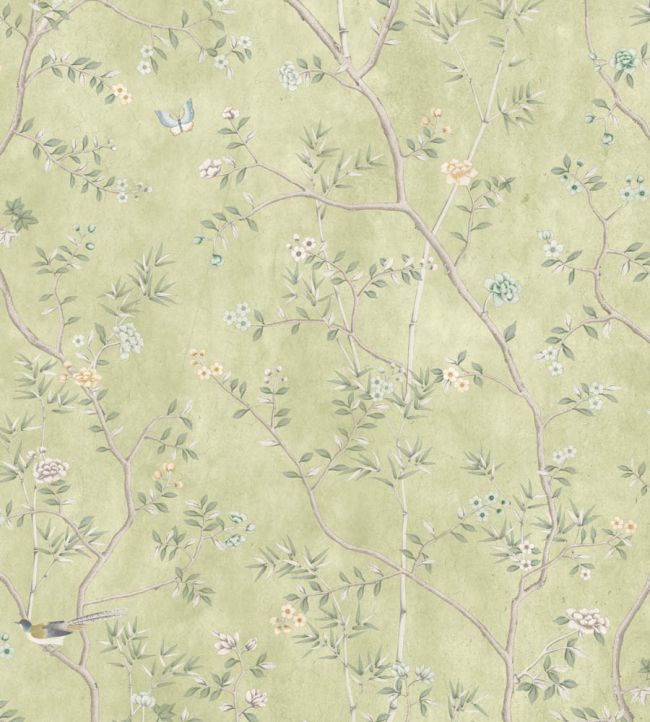 WM-454-07R - Chinoiserie Onism Wallpaper -  Mural - Olive Green  - Woodchip & Magnolia
