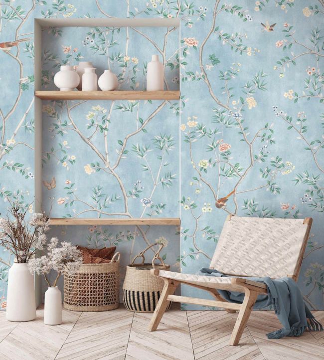 WM-454-08R - Chinoiserie Onism Wallpaper -  Mural - Sky Blue - Woodchip & Magnolia
