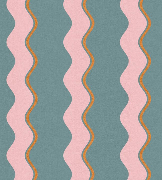 WM-462-06R - Cari Wave Wallpaper - Marine Blue - Woodchip & Magnolia
