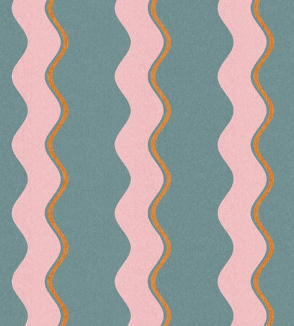 WM-462-06R - Cari Wave Wallpaper - Marine Blue - Woodchip & Magnolia
