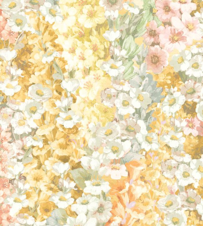 WM-464-04 - Alcea Wallpaper - Golden Hour - Woodchip & Magnolia