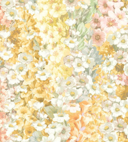 WM-464-04 - Alcea Wallpaper - Golden Hour - Woodchip & Magnolia