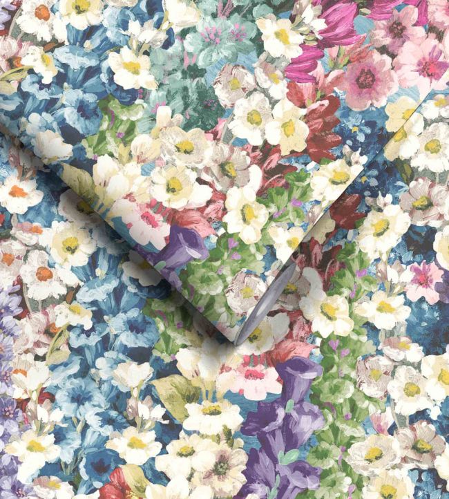 WM-464-05 - Alcea Wallpaper - Electric Blue - Woodchip & Magnolia