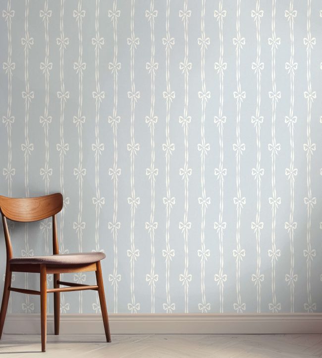 WM-481-04R - Bow Peep Wallpaper - Dusky Blue - Woodchip & Magnolia
