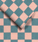 WM-486-02 - Battenberg Wallpaper - Coral Teal - Woodchip & Magnolia
