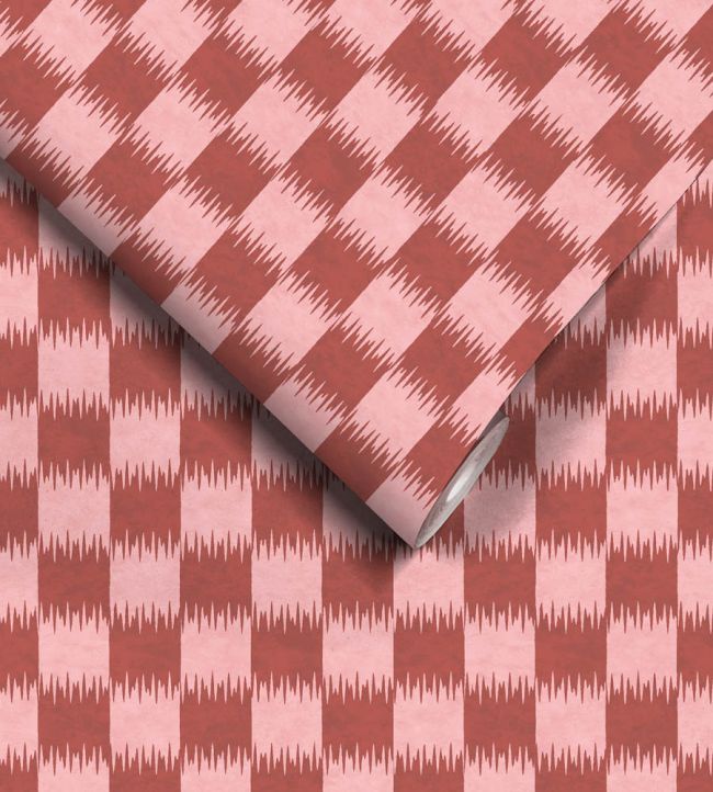 WM-487-01 - Checkmate Wallpaper - Cherry Red - Woodchip & Magnolia
