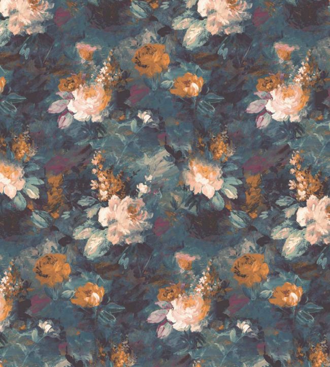 WMF-015-03VD - Ava Marika Fabric - Teal Orange - Woodchip & Magnolia
