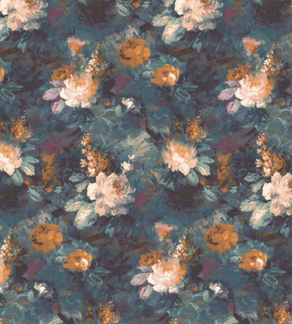 WMF-015-03VD - Ava Marika Fabric - Teal Orange - Woodchip & Magnolia
