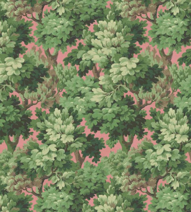 WMF-314-02VD - Broadhead Forest Fabric - Grass Green Salmon - Woodchip & Magnolia
