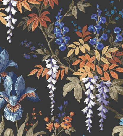 WMF-364-01VD - Hestia Fabric - Coal Black - Woodchip & Magnolia
