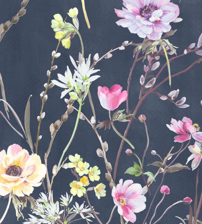 WMF-383-01VD - Maytime Fabric - Navy - Woodchip & Magnolia
