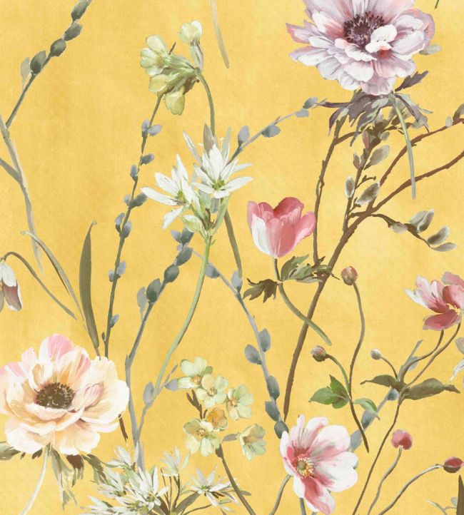 WMF-383-06VD - Maytime Fabric - Sunny Yellow - Woodchip & Magnolia
