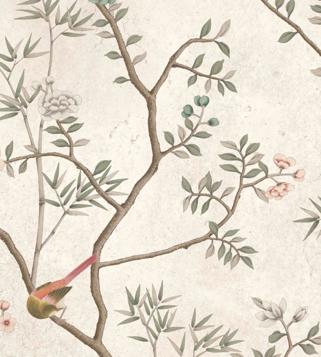 WMF-454-04VD - Chinoiserie Onism Fabric - Pearl - Woodchip & Magnolia
