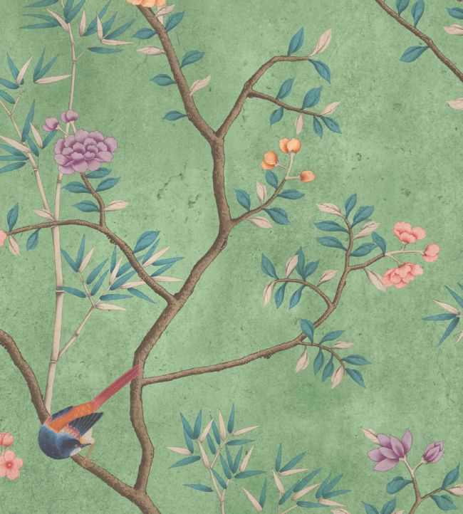WMF-454-06VD - Chinoiserie Onism Fabric - Spring Green - Woodchip & Magnolia
