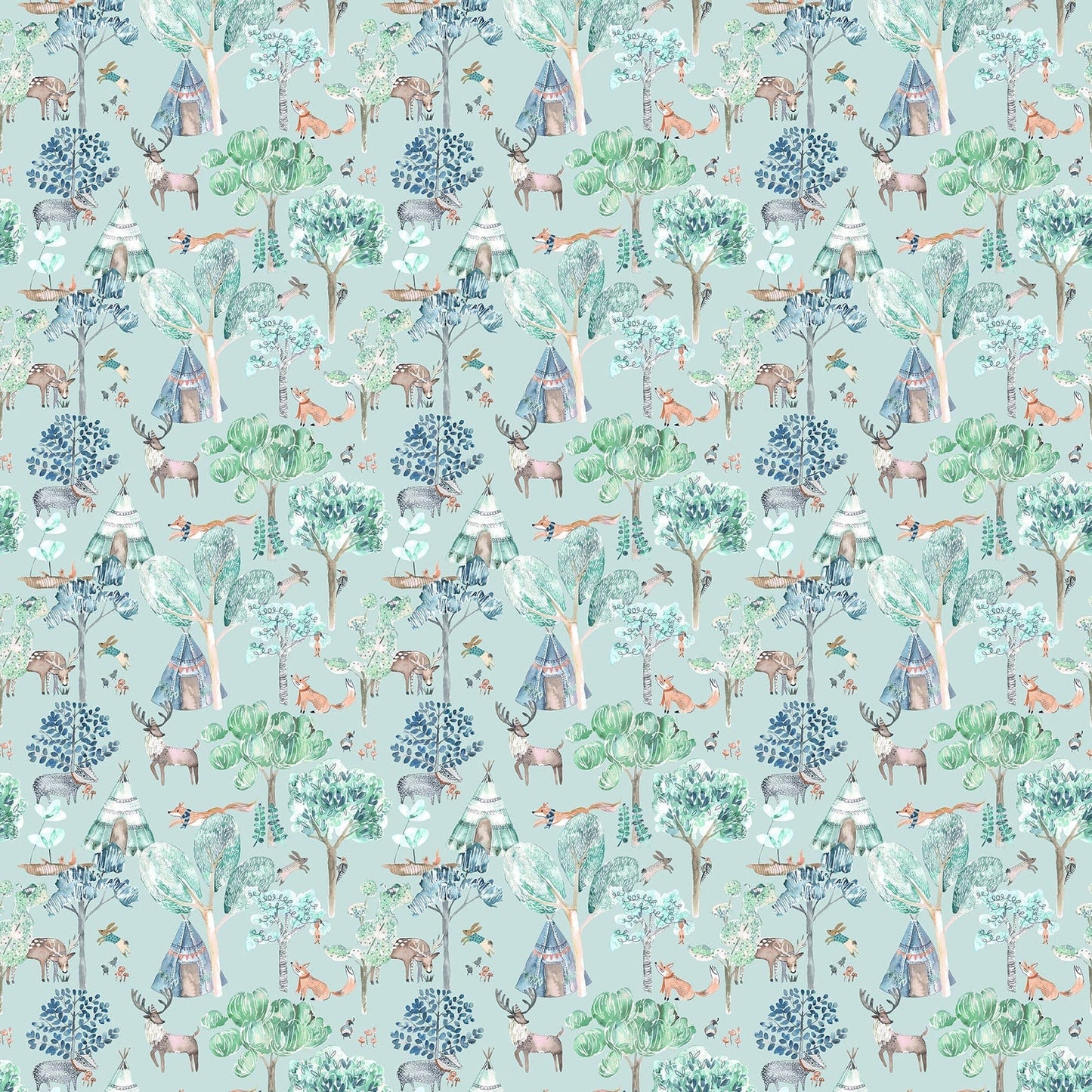 Woodland Adventures Aqua Fabric