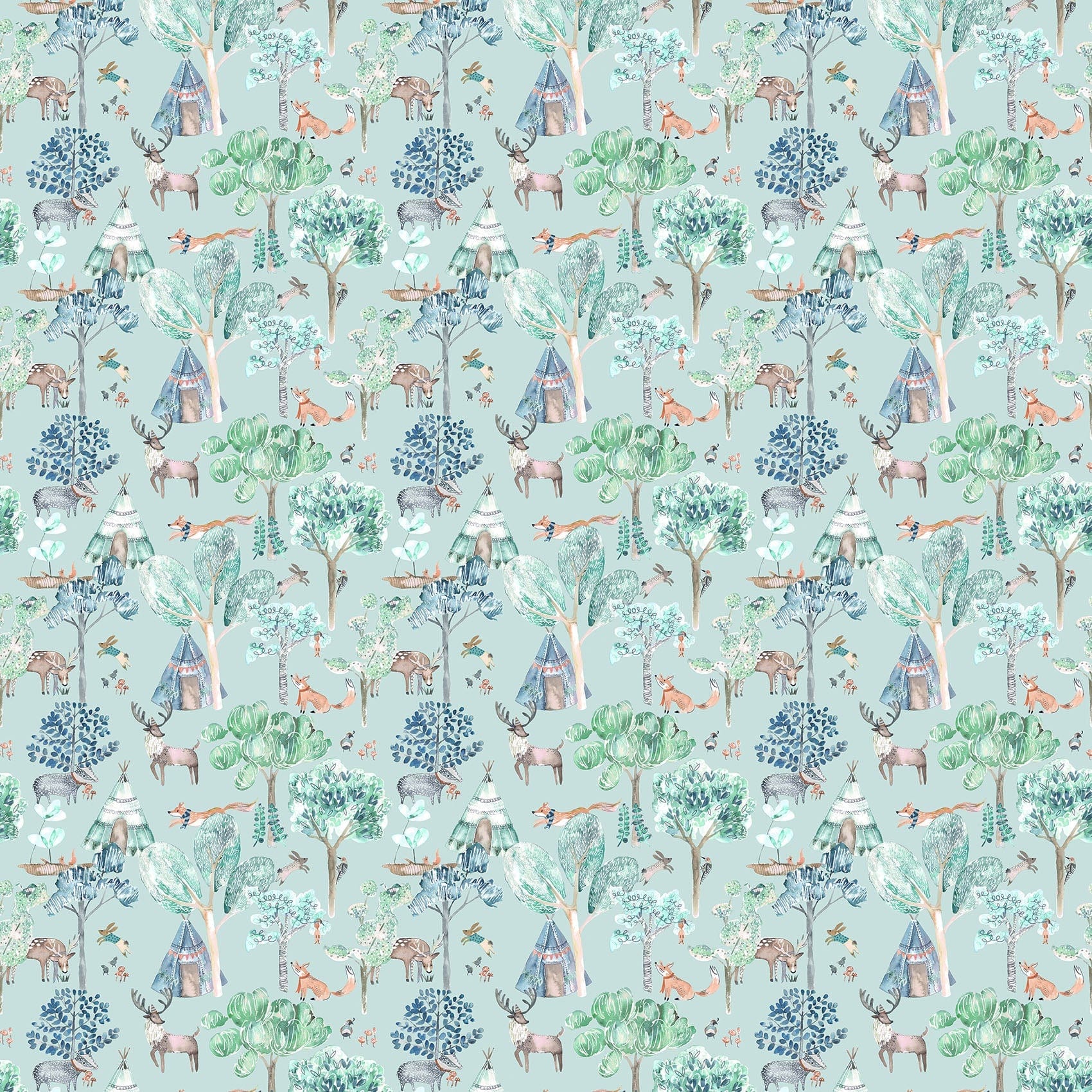 Woodland Adventures Aqua Fabric