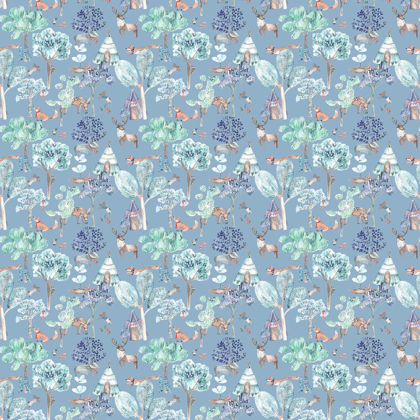 Woodland Adventures Denim Fabric