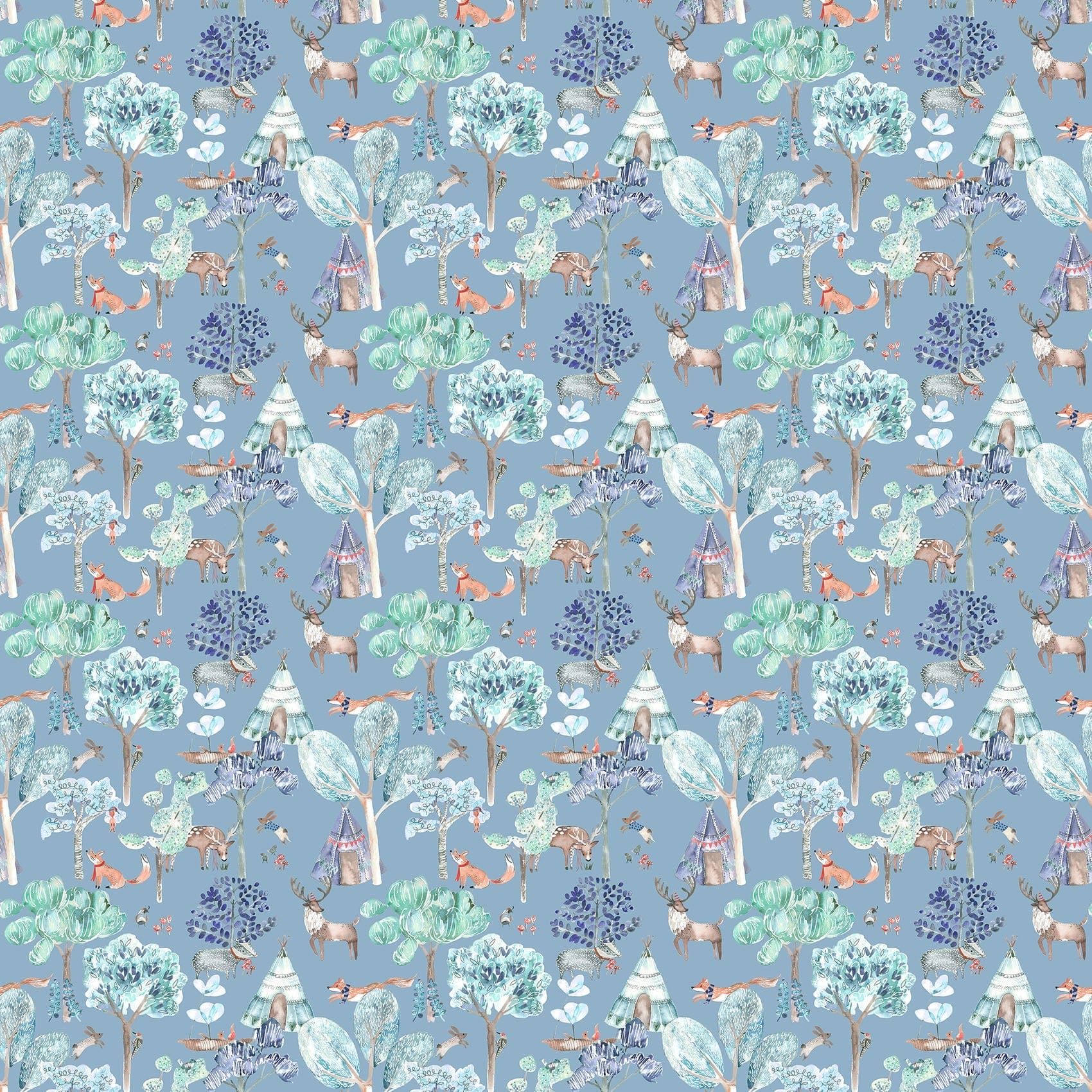 Woodland Adventures Denim Fabric