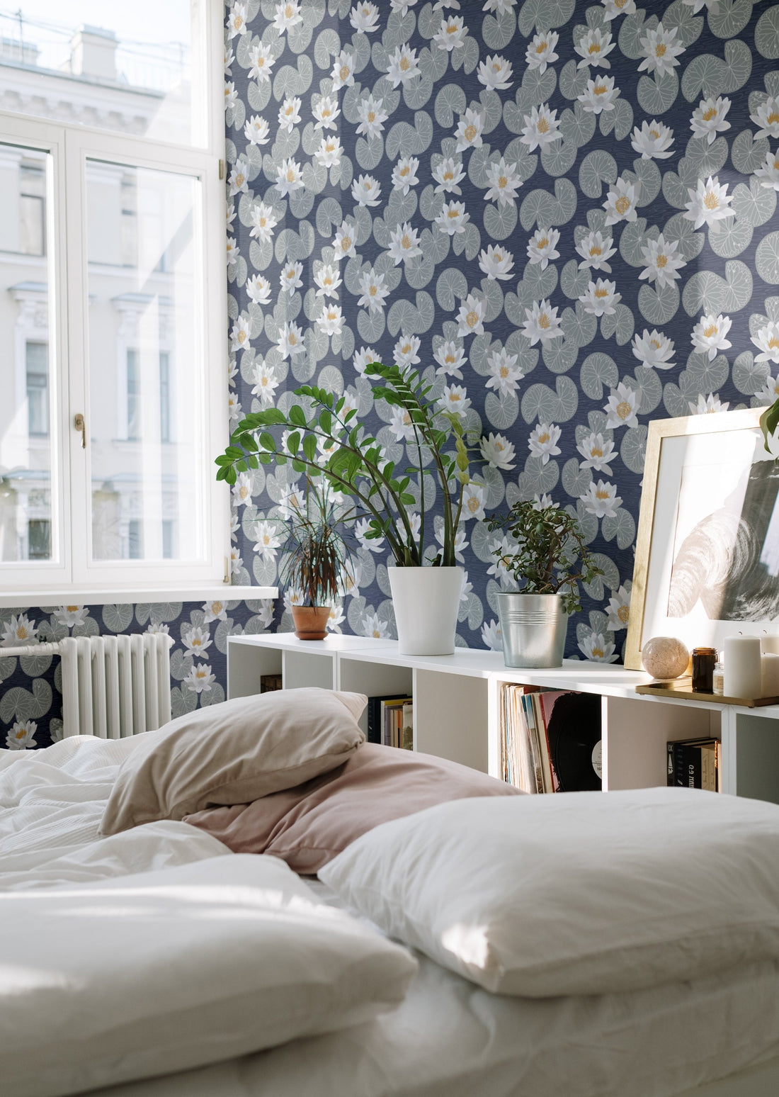 Water Lilies Wallpaper - Blue - Summer Gray
