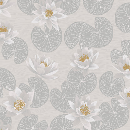 Water Lilies Wallpaper - Gray - Summer Gray
