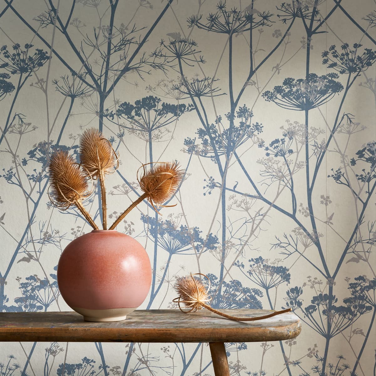 Wild Chervil Wallpaper - Dove & Silver - Clarissa Hulse
