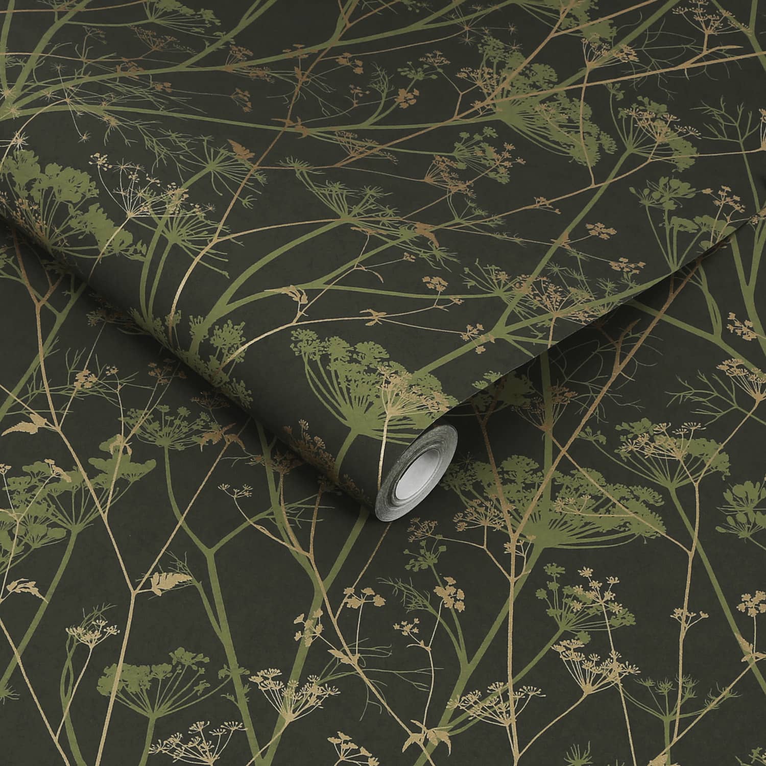 Wild Chervil Wallpaper - Sage & Gold - Clarissa Hulse