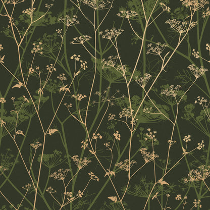 Wild Chervil Wallpaper - Sage & Gold - Clarissa Hulse