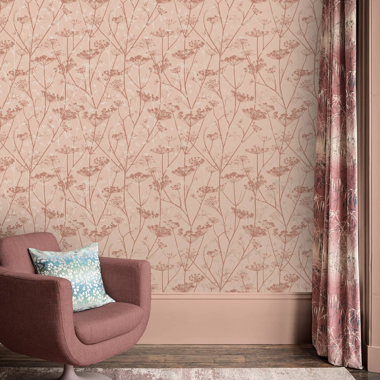 Wild Chervil Wallpaper - Shell & Rose Gold - Clarissa Hulse