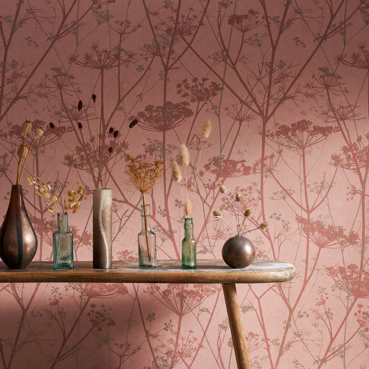 Wild Chervil Wallpaper - Shell & Rose Gold - Clarissa Hulse