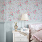 Wild Flower Wallpaper - Blue - Shabby Chic