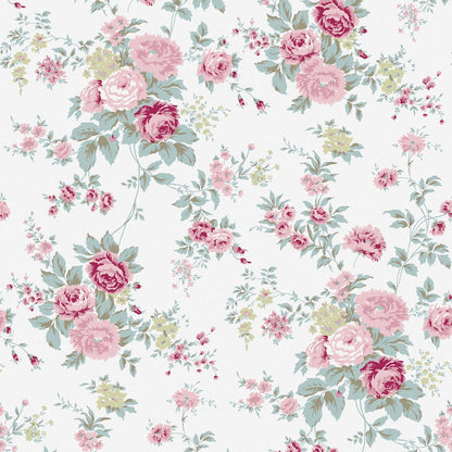 Wild Flower Wallpaper - Off White - Shabby Chic