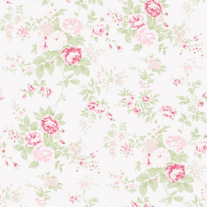 Wild Flower Wallpaper - Pink - Shabby Chic