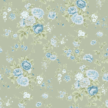 Wild Flower Wallpaper - Sage - Shabby Chic