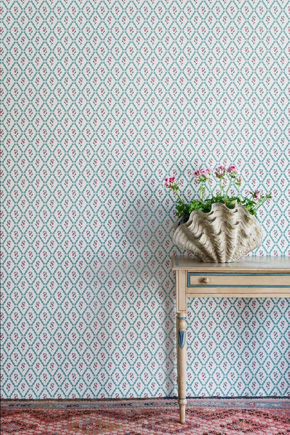 Wild Strawberry Trellis Wallpaper - Vintage Cream - BG2600202 - Barneby Gates