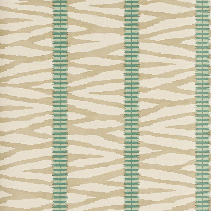 Wilder Wallpaper - Taupe/Aqua - J188W-01 - Jane Churchill